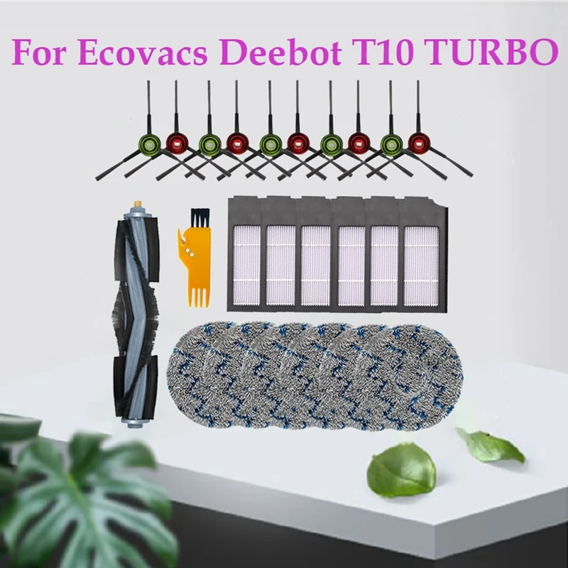 

Набор сменных деталей для пылесоса Ecovacs Deebot T10 TURBO, аксессуары для швабры, тканевый фильтр, основные боковые щетки, 24 шт.