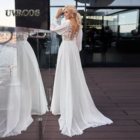 Luxury Puffy Sleeves Flowers Wedding Dresses Illusion Chiffon Appliques Casamento Robe De Mariée Vestidos De Novia Made To Order