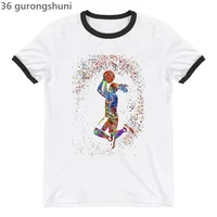 new womens t shirts cool watercolor basketball girl graphic print tee shirt femmey summer casual camiseta mujer tshirts tops