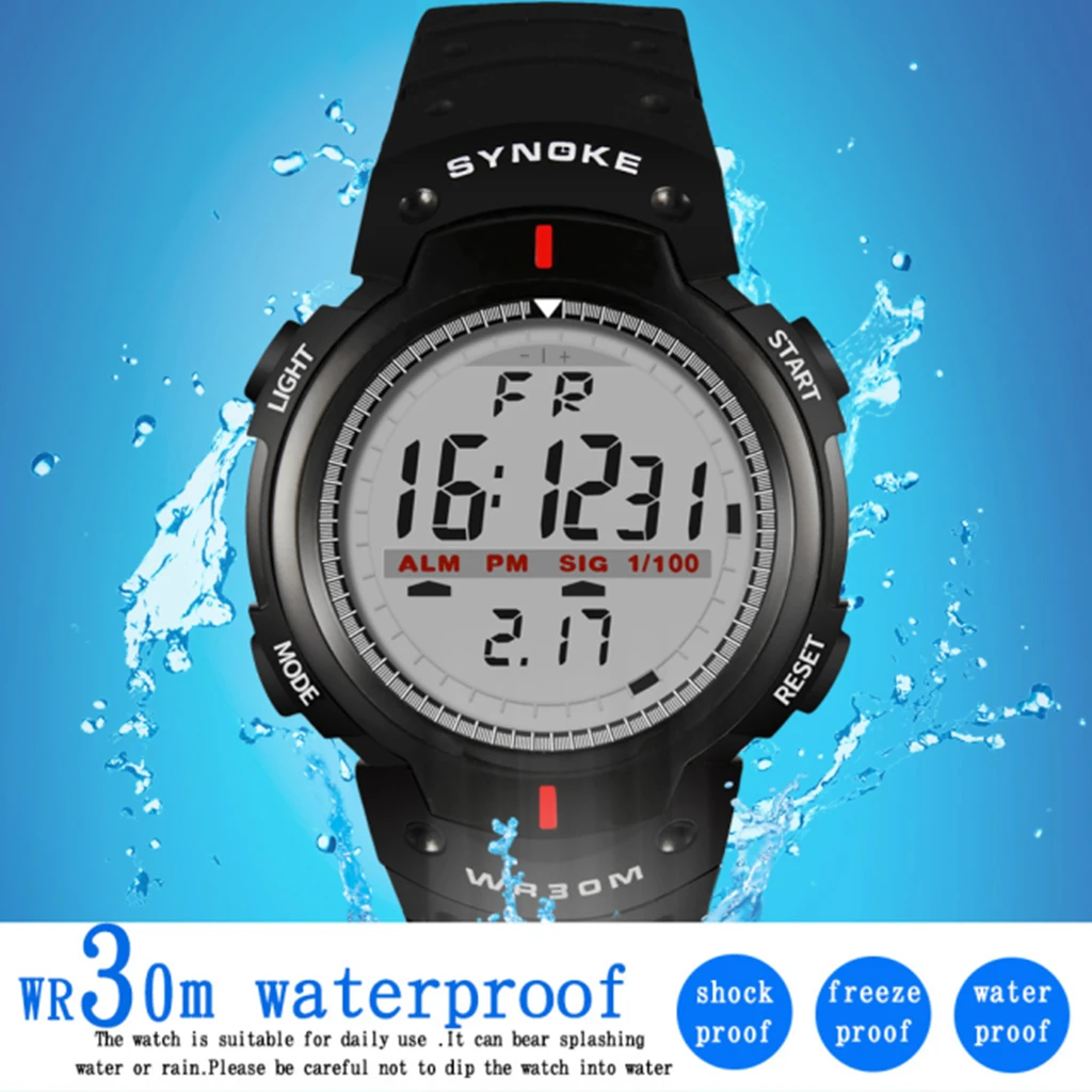 Men Round Military Sports Large Face Waterproof LED Outdoor Digital Watch Wireless Charging Fitness Bracelet