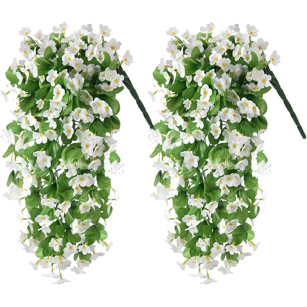 

2 Pack Artificial Hanging Flowers,Fake Plants Orchid Flower Bouquet for Wall Home Room Garden Wedding Indoor Outdoor Decoration