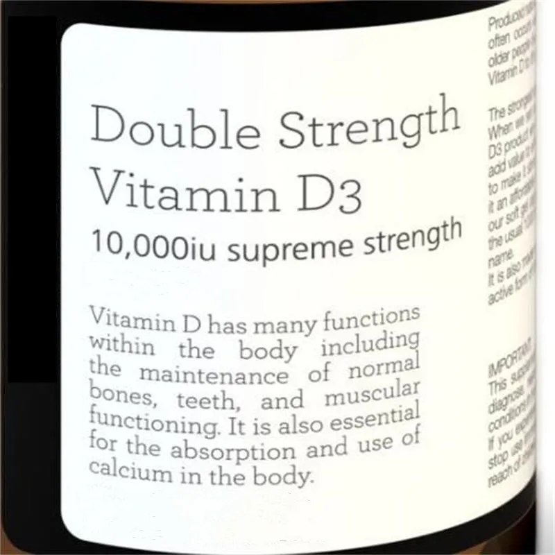 

Fortified vitamin D3-10000iu, promote calcium absorption, teeth and muscle function, prevent osteoporosis,180 pcs/bottle