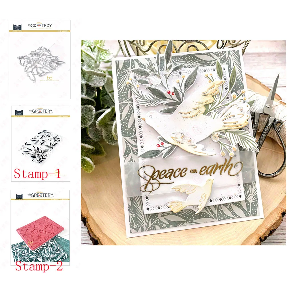 

Christmas Arrival 2022 Metal Cutting Dies New Diy Scrapbook Decoration Embossing Craft Stamps Make Album Card Pine & Berry Molds