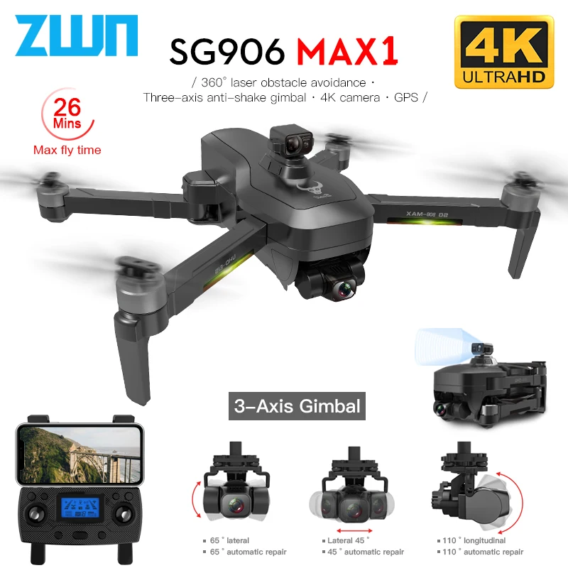 

SG906 MAX 1 / Pro 2 Professional FPV 4K Camera Drone with 3-Axis Gimbal 3KM Brushless GPS Quadcopter Obstacle Avoidance RC Dron