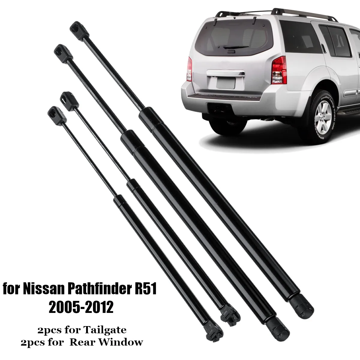 

4X Rear Window Tailgate Boot Gas Spring Struts Strut Support Rod Arm Bars For Nissan Pathfinder R51 2005 2006 2007 2008 - 2012