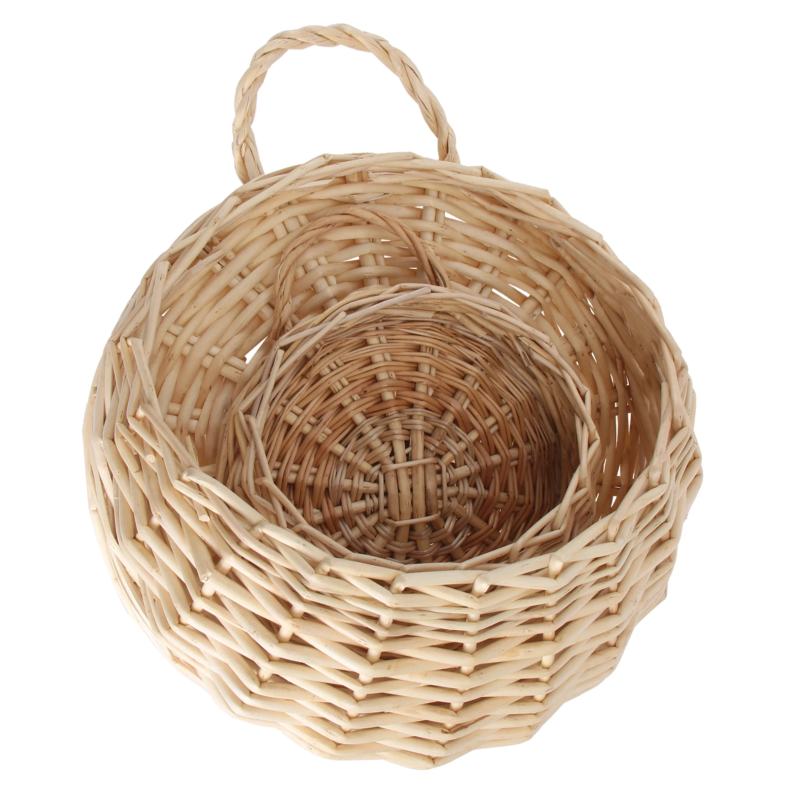 

2 PCS Straw and Willow Basket Wicker Flower Pots Flower Wall Hanging Flowerpot Hanging Basket Rustic Rattan Hanging Wall Basket