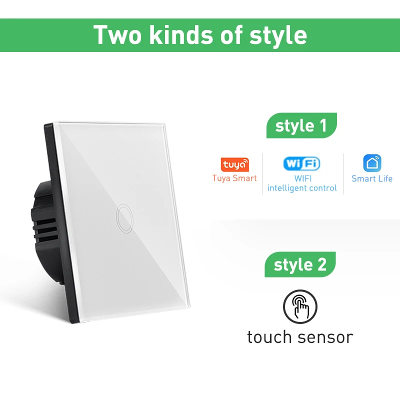 Умный сенсорный выключатель Tuya с Wi-Fi стеклянный настенный европейского