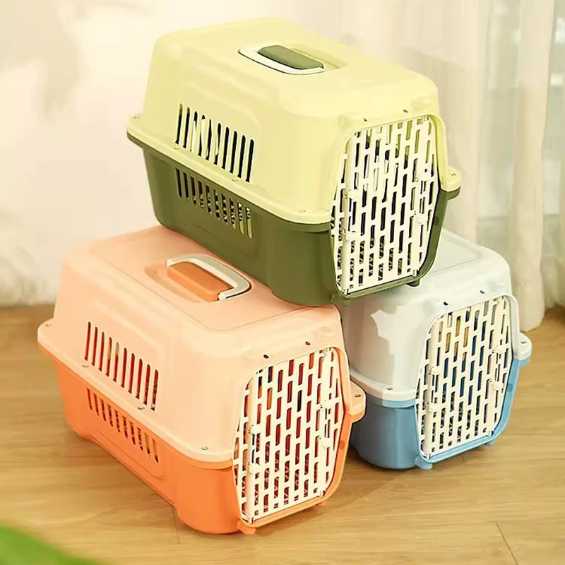 

Переноска пластиковая для кошек, воздухопроницаемая Сумочка с зеленым окошком, большие размеры, для путешествий, самолета, товары для домашних животных