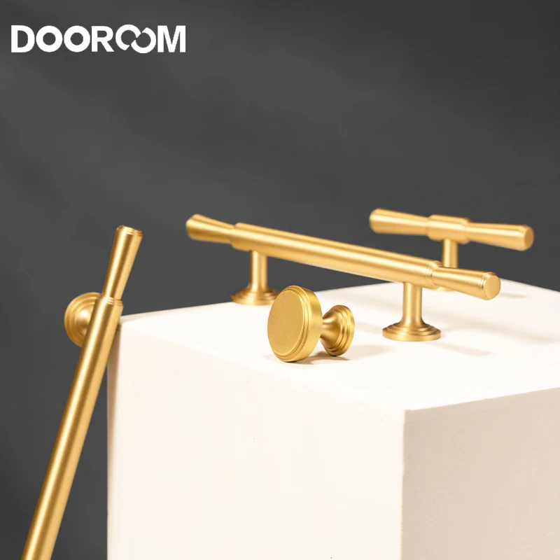 

DOOROO Modern Brass Furniture Handles Simple Matt Brass Silver Knobs Pulls for Cupboard Wardrobe Drawer Cabinet Dresser Hardware