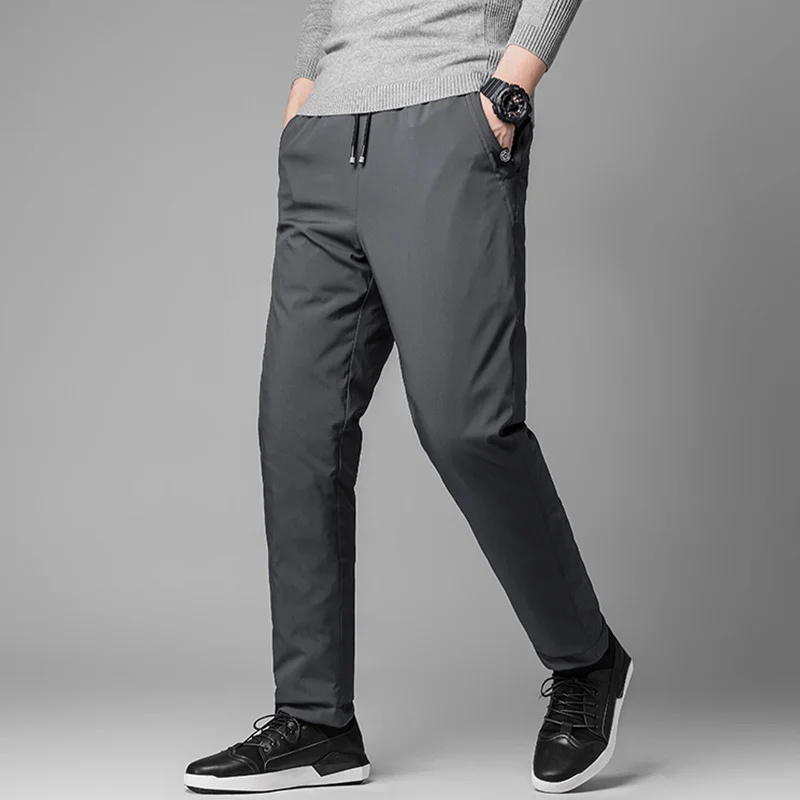 

90% White Duck Thick Warm Winter Down Men Black Grey Joggers Sportswear Casual Track Pants Plus Size 6XL 7XL 8XL