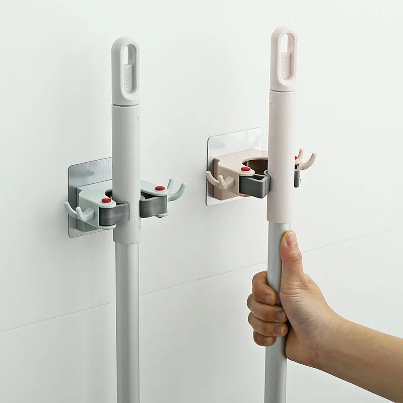 

Storage mop hook bathroom strong sticky hook mop clip seamless mop rack
