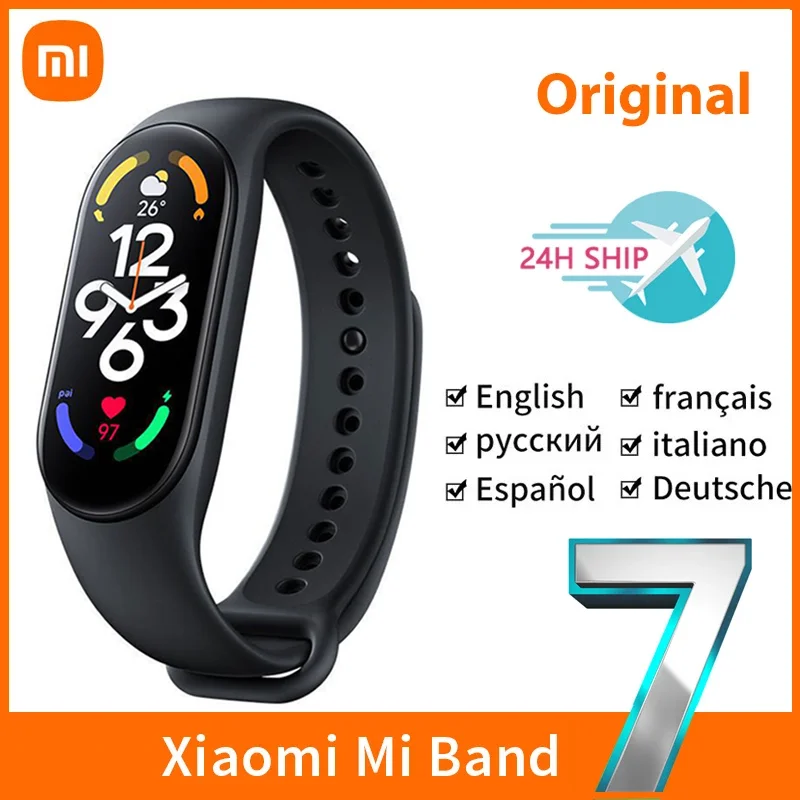 

Оригинальный Смарт-браслет Xiaomi Mi Band 7, Bluetooth 5,2 VO2 Max, Спортивная аналитика, AMOLED 1,62 дюйма, 120 тренировочные режимы, водонепроницаемость 5 атм