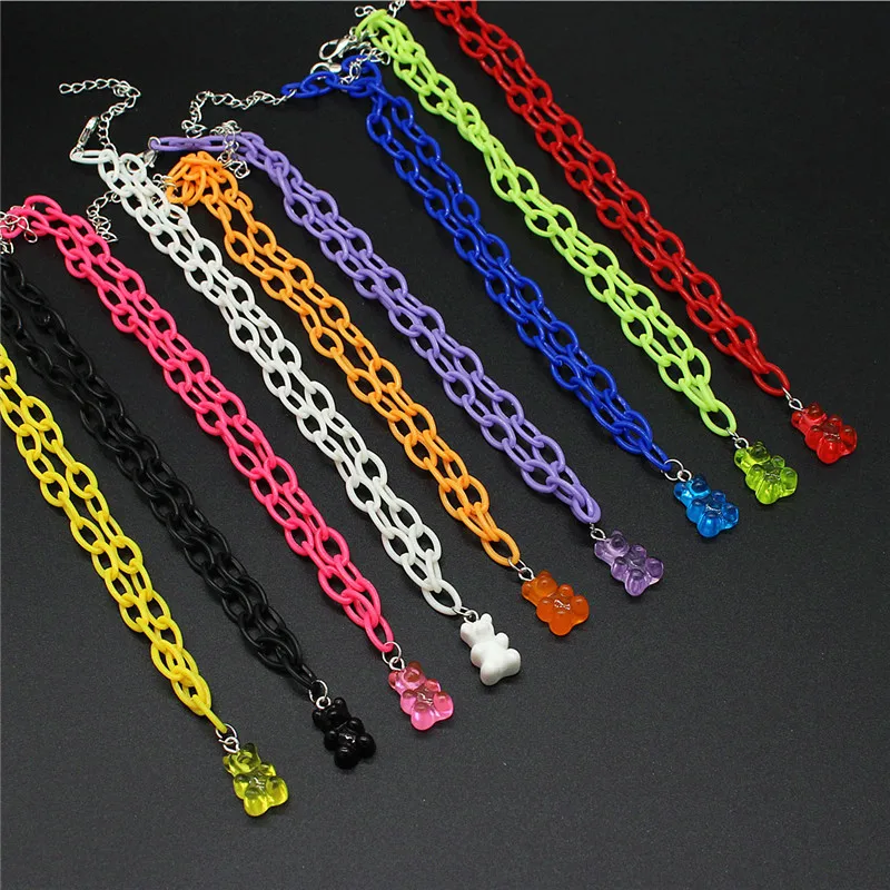 Ожерелье конфетного цвета в виде медведя из резины для женщин и девушек