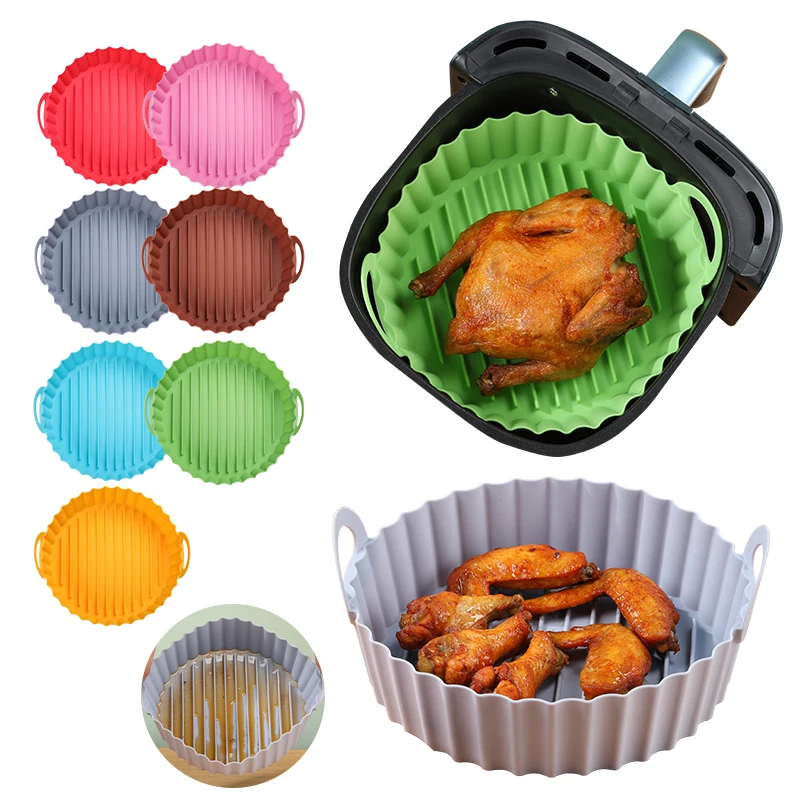 

Airfryer Silicone Pot Reusable Air Fryer Accessories Baking Basket Fried Chicken Pizza Pan Grill Pot Cake Cooking Kitchen Tools