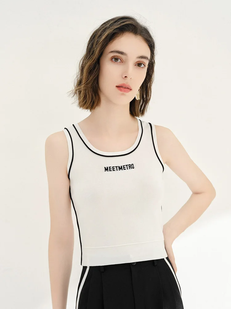 Meetmetro Mayer контрастного цвета с вышивкой букв женский жилет на слинге осень 2024