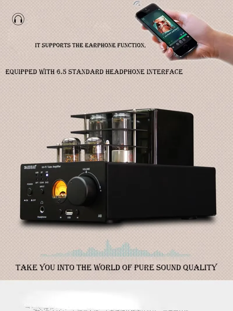AIYIMA SMSL 2 0 80 Вт 12J1S 13P1P HIFI ламповый усилитель Bluetooth USB