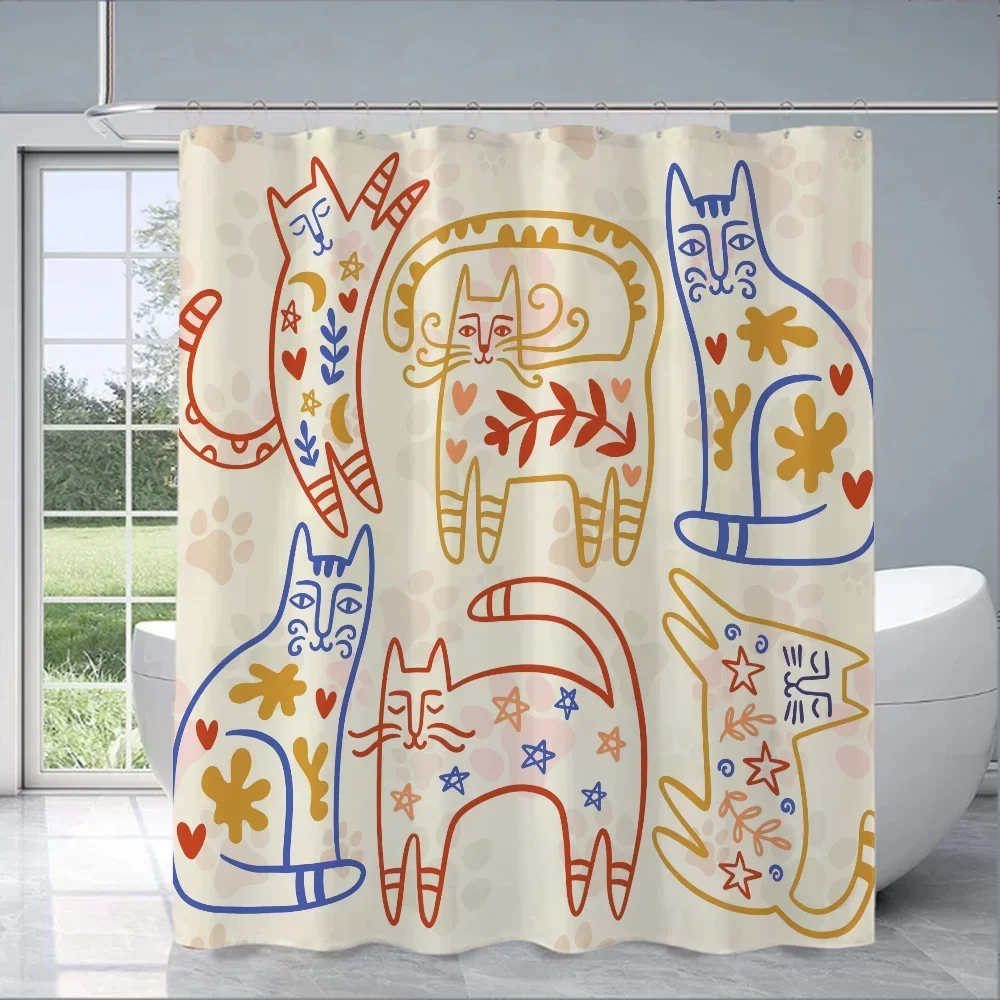 Занавеска для душа с котом полиэстер