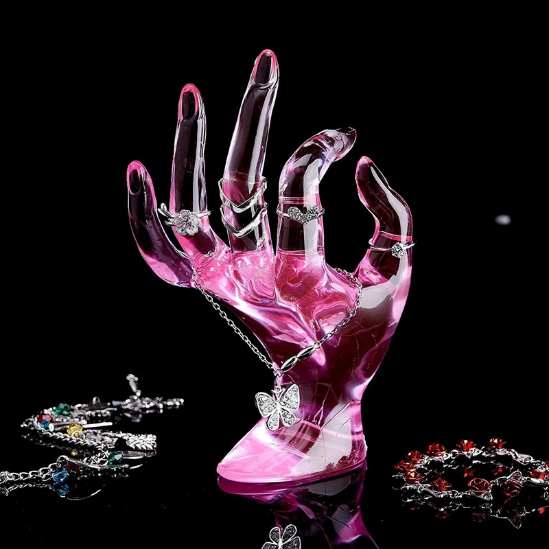 2X Hand Ring Holder, Pink Room Decor Aesthetic Jewelry Displays For Shows, Preppy Decor Ring Display Jewelry Stand