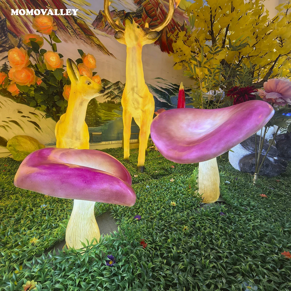 Фото Декоративные светодиодные светильники Momovalley в виде гигантских мультяшных грибов для улицы, для рождественских украшений, парков, газонов и ландшафтного дизайна №2