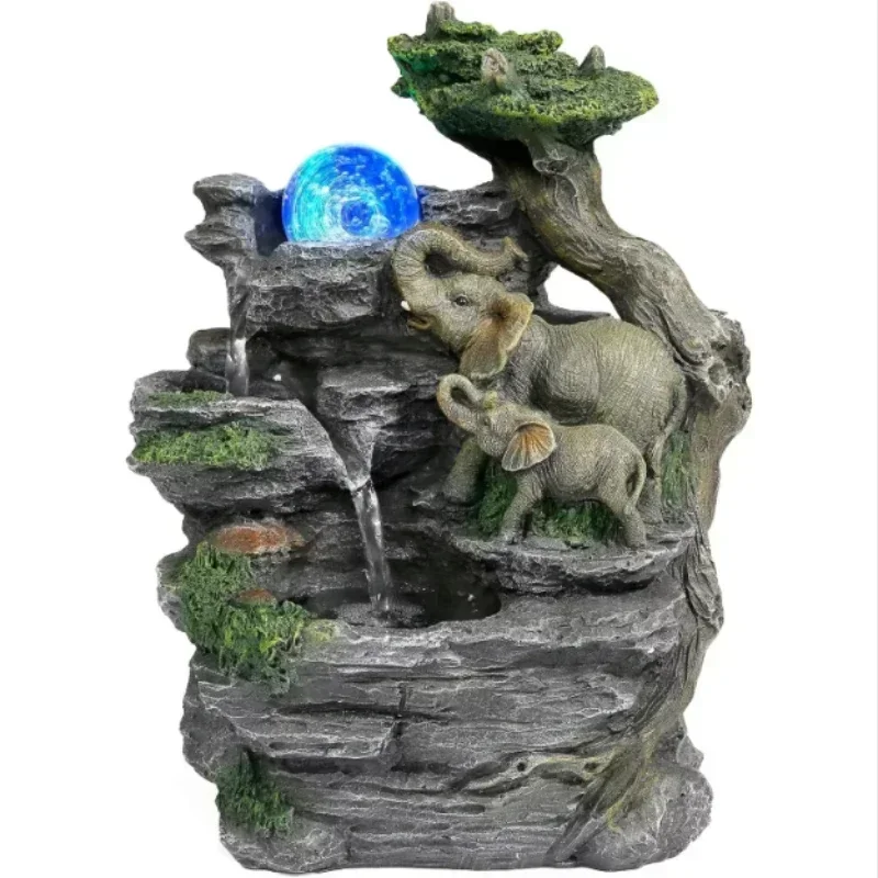 Настольный фонтан для релаксации воды домашний фэн-шуй со скульптурой слона с