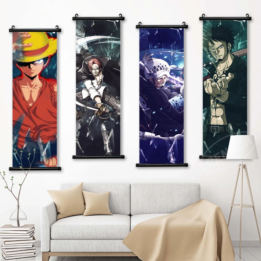 

Холст домашний аниме Декор One Piece настенный художественный Рисунок Trafalgar Law живопись Обезьяна D Luffy Висячие свитки Современная печать картина...