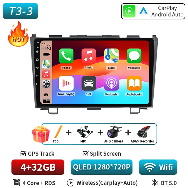 8-ядерный автомобильный радиоприемник Carplay Android 16 для Honda CR-V 3 RE CRV 2006-2011, мультимедийный видеоплеер, 2-диночная навигация, GPS DVD, головное устройство