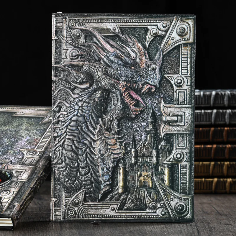 A5 European Retro Embossed Dragon Notebook Business Office Meeting Notepad Student Learning Record Diary Stationery Supplies