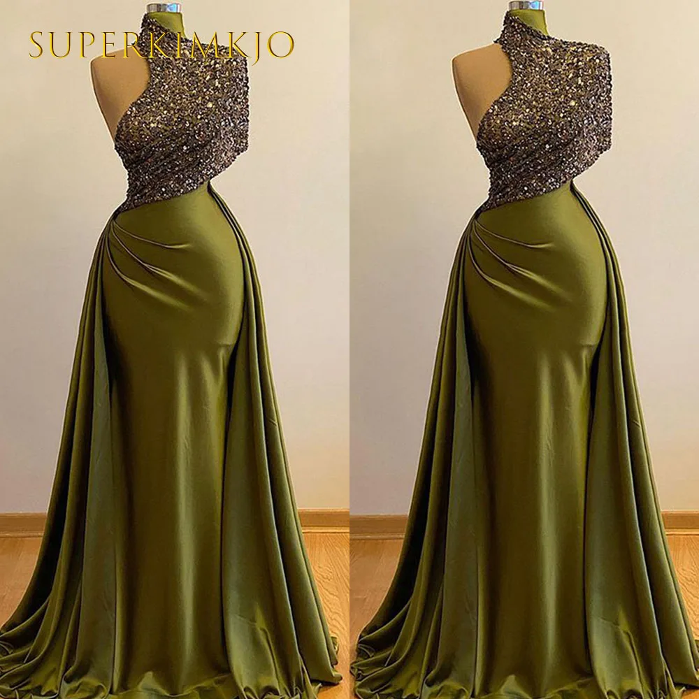 

Роскошные зеленые вечерние платья SuperKimJo Vestido, длинные блестящие элегантные официальные платья с юбкой-годе
