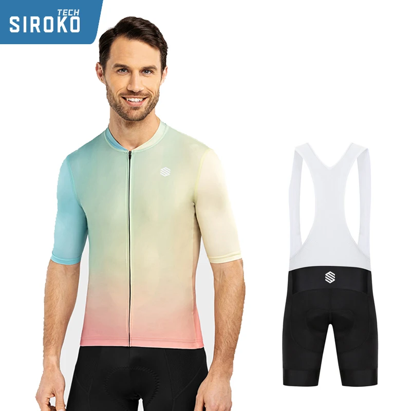 

2023 SirokoTech Gradient Cycling Jersey Men's Cycling Clothing Road Bike Shirts Suit Bicycle Bib Shorts MTB Wear Maillot Culotte