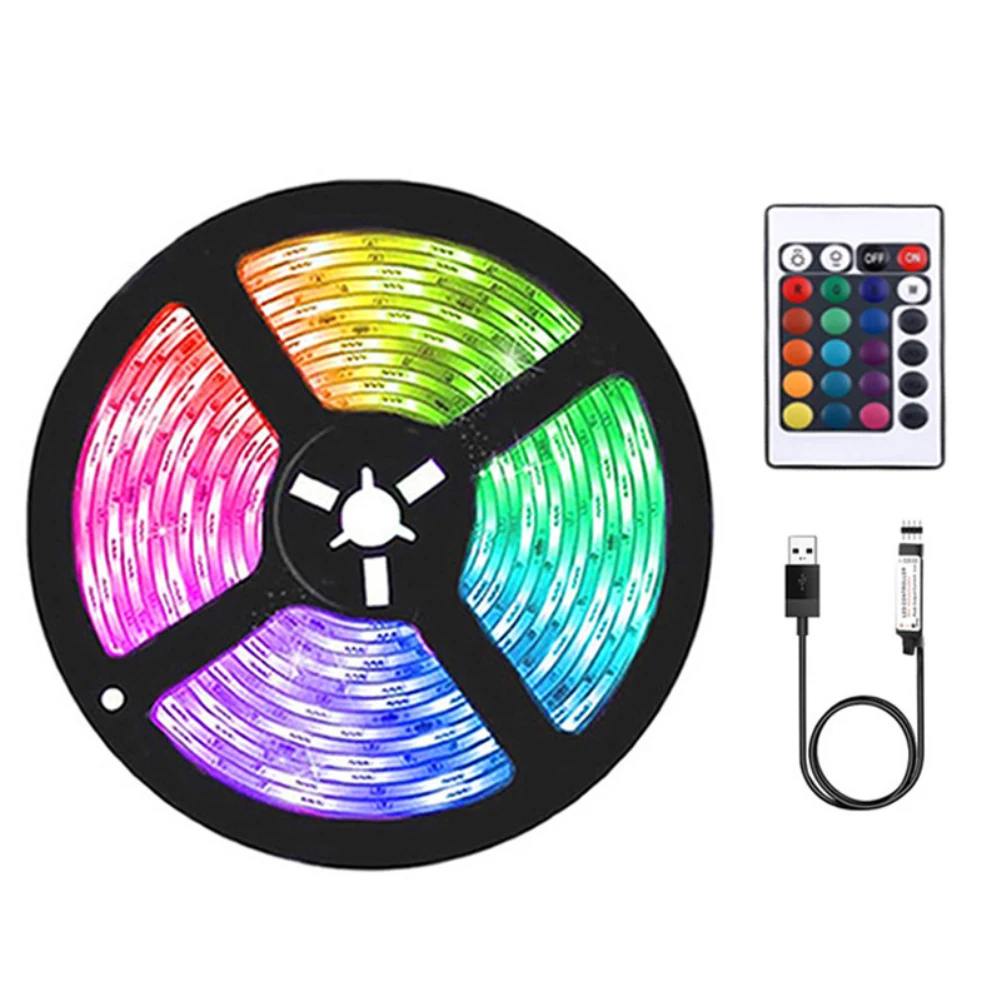 

16 Colors Remote Control Rgb Led Light Strip Flexible Lighting Flashlights Infrared 24 Key Usb Decorative Lighting Bedroom