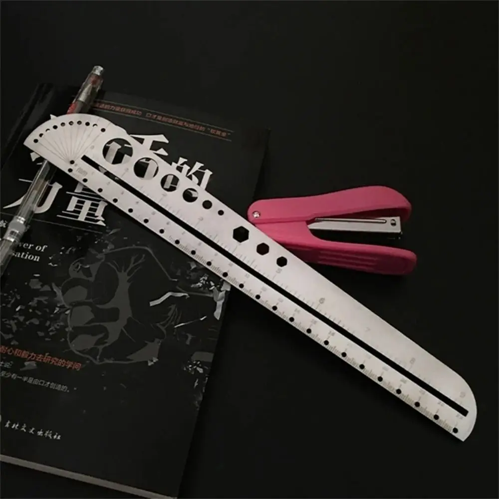 

Craft Measuring Tool Silver for DIY Template Round Protractor Ruler Straight Ruler Measuring Ruler Angle Protractor