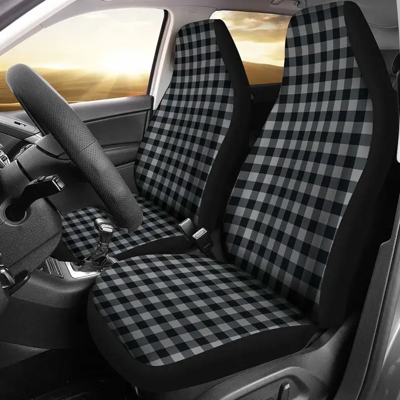 

Gray and Black Buffalo Plaid Seat Car or SUV Seat Covers Universal Fit Front Bucket Seat