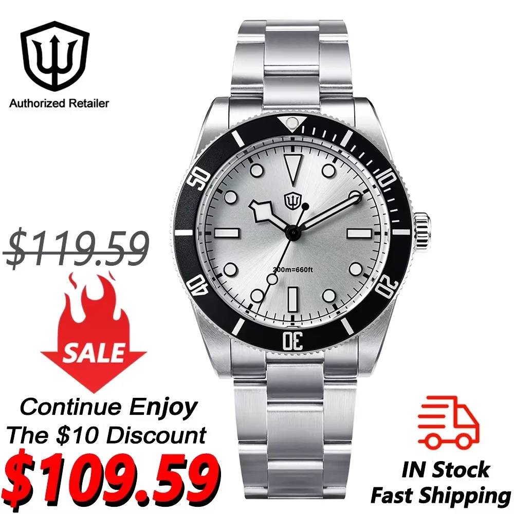 Фото Watchdives WD7922 BB54 Кварцевые часы VH31 20 бар Водонепроницаемые светящиеся сапфировые кристаллы Ar 37 мм Модные наручные часы из нержавеющей стали для дайвинга №1