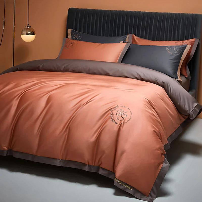 

Роскошное хлопковое одеяло высокой плотности из четырех предметов, удобное, приятное на ощупь хлопковое покрывало, простыня, набор из двух ...