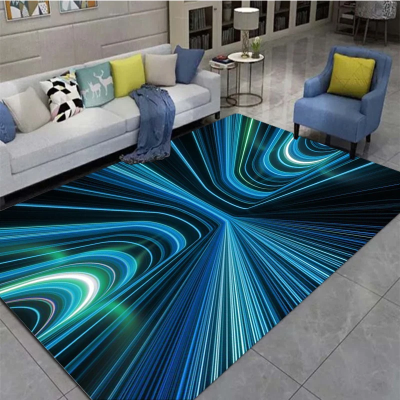 

3D three-dimensional vortex pattern abstract geometrical optics doormat, living room and bedroom decorated with anti-skid carpet