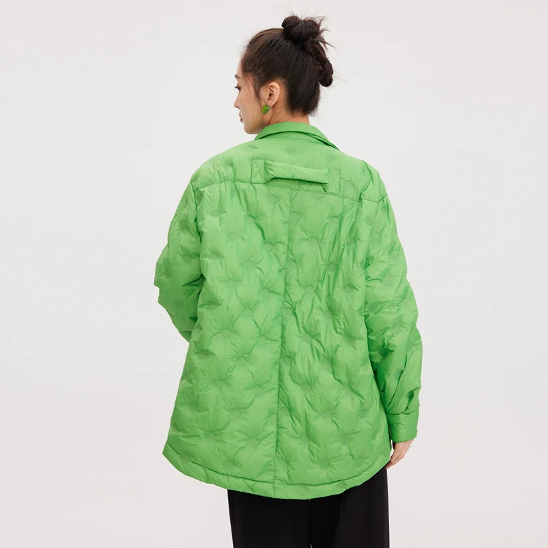Autumn winter Women Oversized down jacket Ultra Light Turn down collar  shirt Warm 2023 Fashion Streetwear outwear INKEO 2O396
