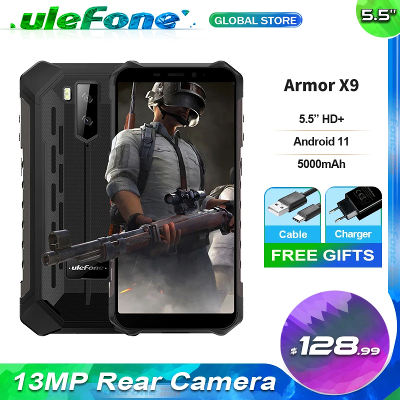 Смартфон Ulefone Armor X9 защищенный водонепроницаемый 5 дюйма 3 + 32 ГБ IP68 NFC 4G LTE - купить