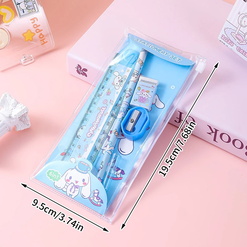 Набор Канцтовары Kawaii Sanrio Cinnamoroll Kuromi моя мелодия карандаш ластик линейка точилка