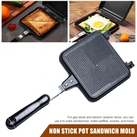 dual side non stick sandwich pan die cast aluminum press toaster gas skillet pancake waffle maker baking tool kitchen cookware