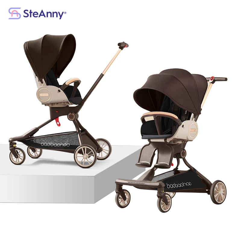 Enlarge 4-IN-1 Lightweight Stroller 360° Rotating Prams 4-Wheels Newbron Carriage Portable Travel Pushcar Two-way Adjust Suit to 4age