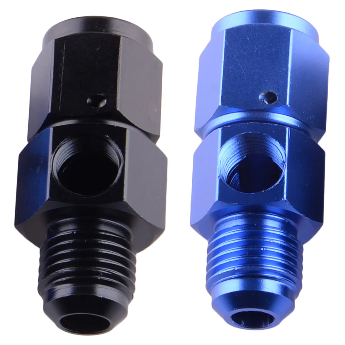 

AN6 Male To Female 1/8" NPT Gauge Sensor Fitting Adapter Side Port Fuel Pressure Hose Black/ Blue Cars Universal