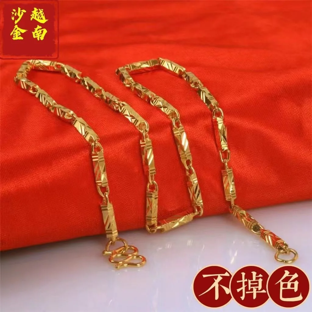 

Men's Fashion Hexagonal Column Copy 100% Real Gold Shop Same Bamboo Knot Solid Necklace Men for Women
