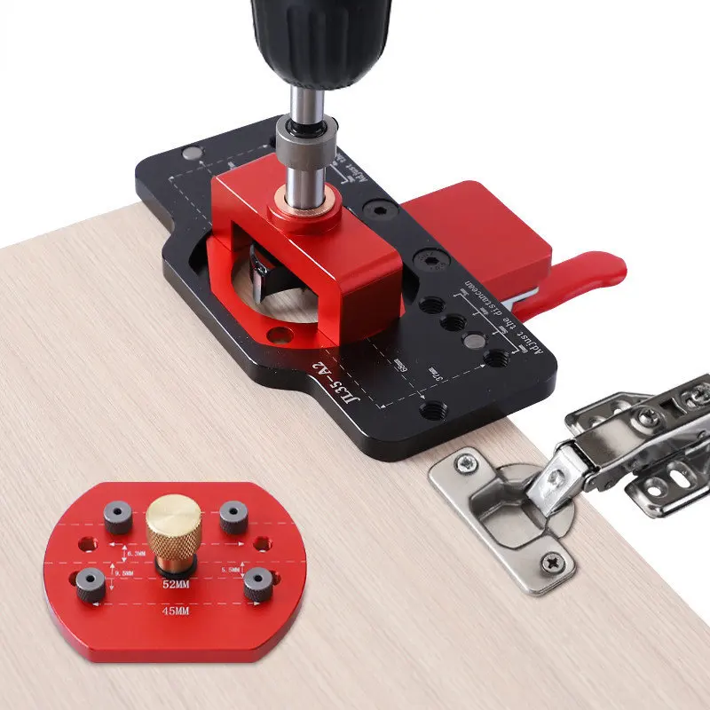 

35mm Hole Opener Template Aluminum Alloy Woodworking Drilling Locator Opener Multipurpose Accurate Positioning for Door Cabinets
