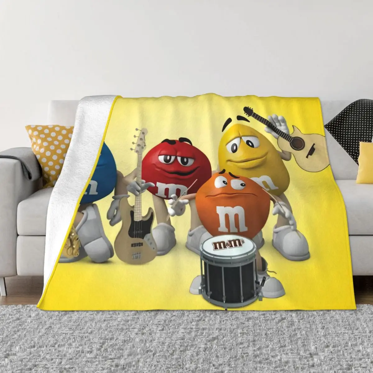 

Cartoon M&M's Blanket Soft Fleece Spring Warm Flannel Halloween Candy Characters Throw Blankets for Sofa Office Bed Bedspread