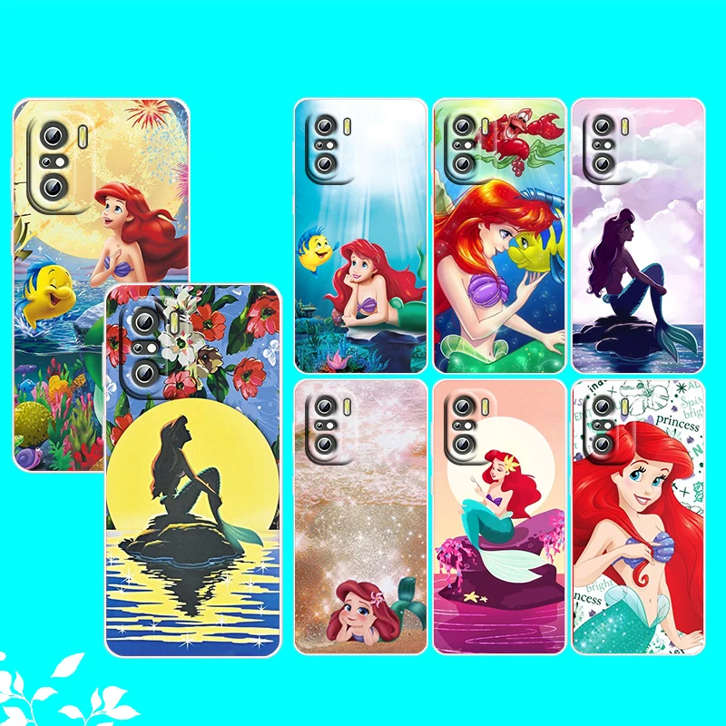 

Mermaid Disney Princess For Xiaomi Redmi Note 10S 10 K50 K40 Gaming Pro 10 9AT 9A 9C 9T 8 7A 6A 5 4X Transparent Phone Case