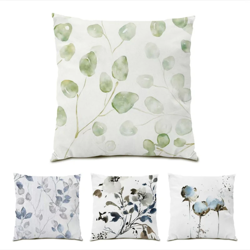 

Sofa Decorative Pillow Cases Flower 45x45 Cushions Covers Vintage Ornamental Pillows for Living Room Polyester Linen Home E1172