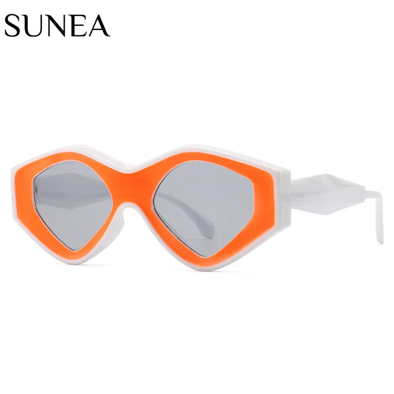 

Women Sunglasses Fashion Polygonal Sunglass Personality Color Block Cat Eye Sun Glasses Retro UV400 Shades Eyewear Gafas De Sol