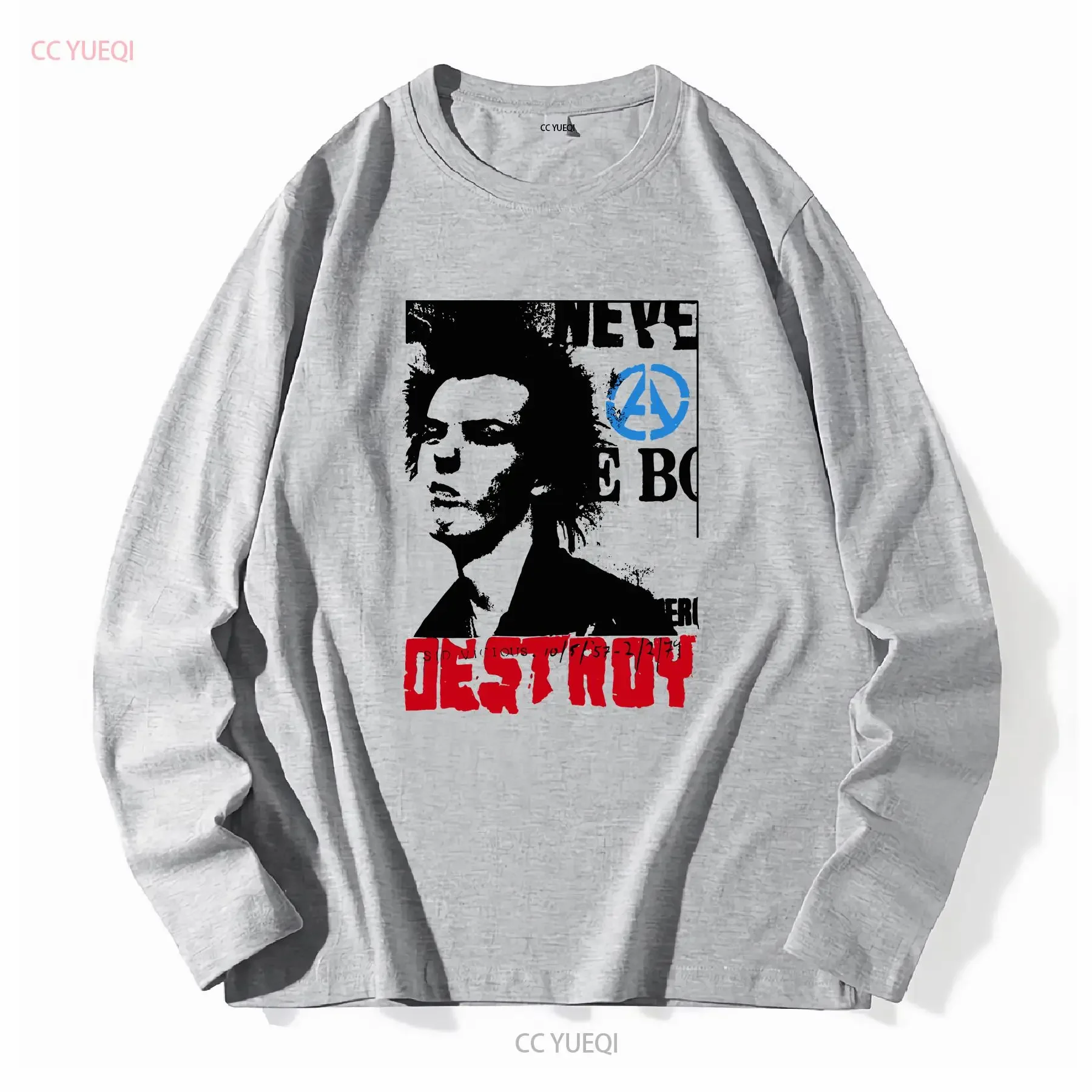 Фото Мужская панк-футболка SID DESTROY SEDITIONARIES 1977 VICIOUS ROCKER LONDON S-5XL с длинными или короткими рукавами, винтажная, стильная, с эффектом потертости. №4