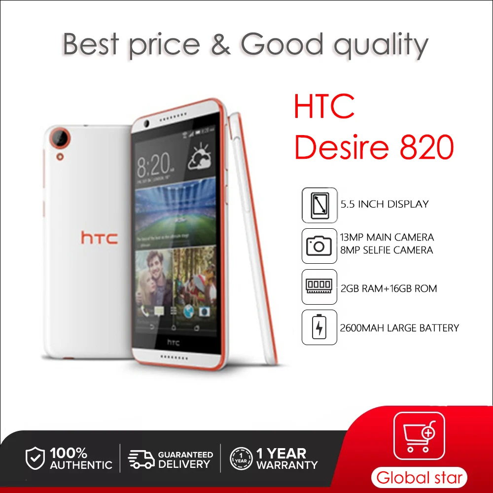 HTC  Desire 820 Refurbished Original Unlocked mobile phones 5.5inch cellphone Octa-core 13MP Camera free shipping