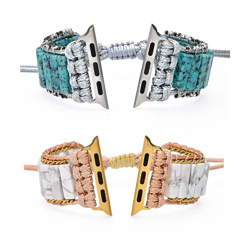

Hand Woven Bohemian Watch Strap Boho Bracelet for Apple Watch 38-41mm 42-45mm Multilayered wrap Watch band Women Men watch parts